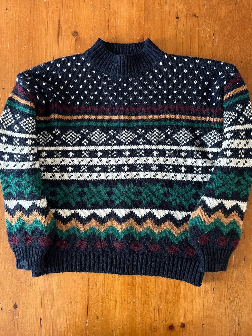 Vintage Passport 90s Mock Neck Acrylic Chunky Knit Indie Cottagecore Sweater